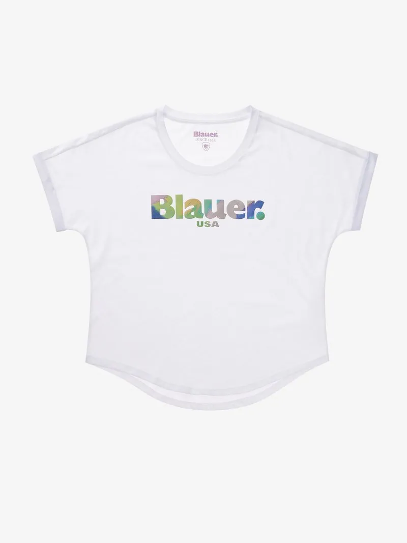 Blauer T-Shirt with Logo / White