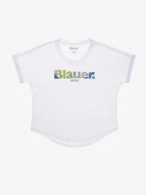Blauer T-Shirt with Logo / White