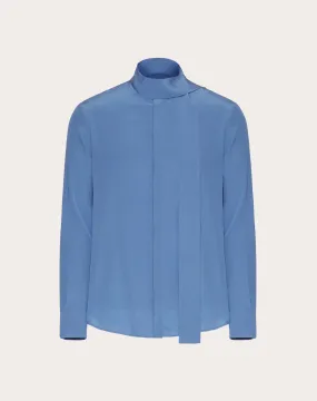 CAMICIA IN SETA LAVATA CON COLLO A SCIARPA