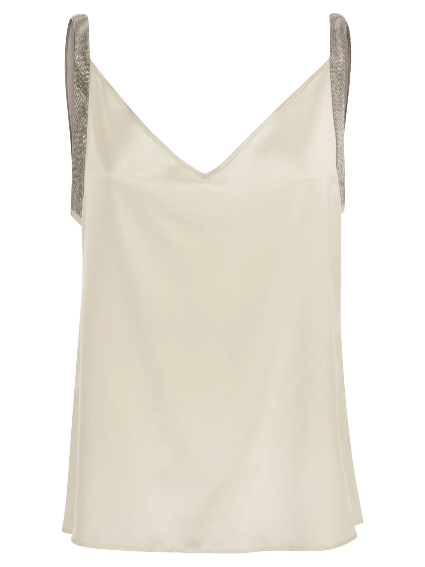 Top in seta con spalline in monile