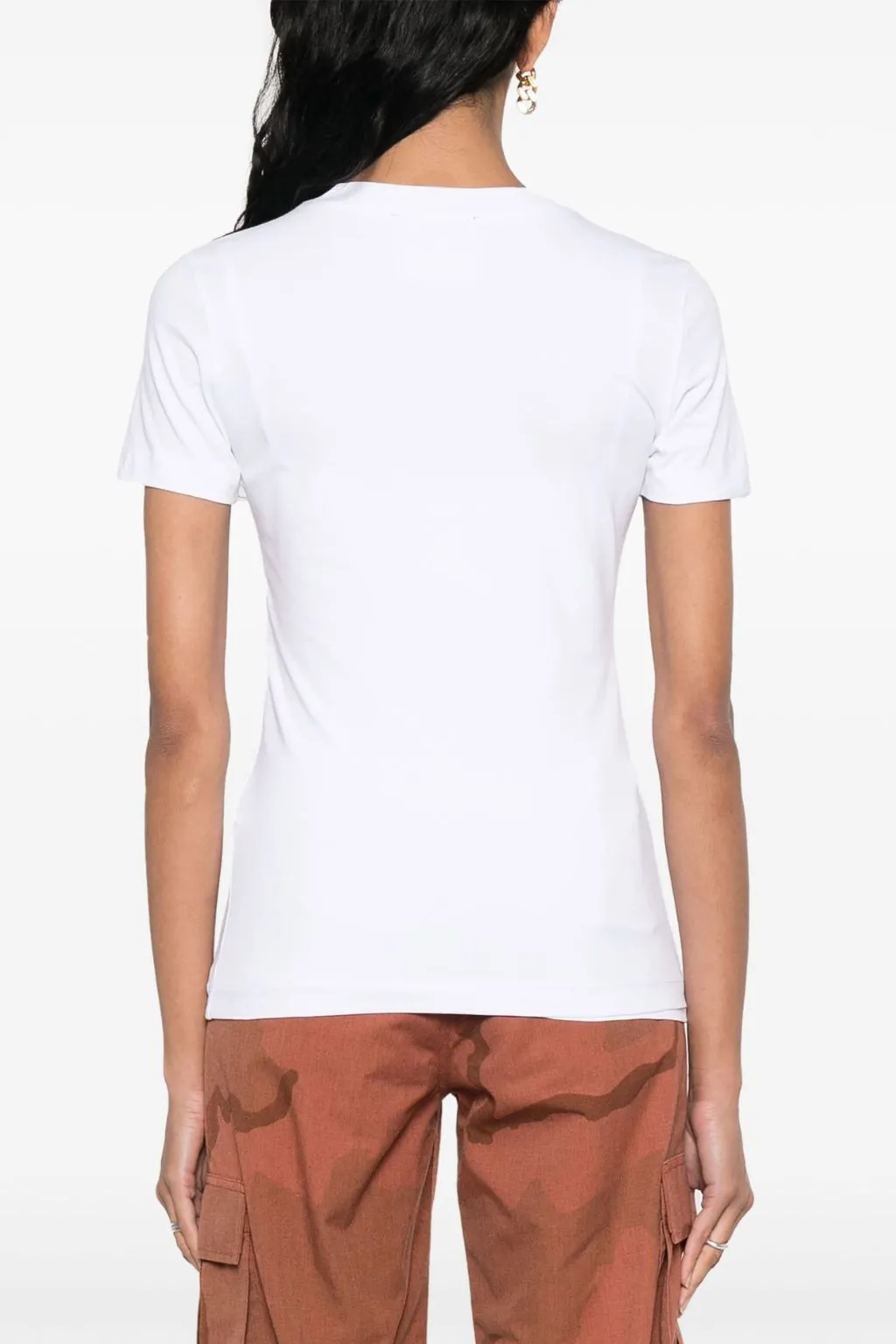 VERSACE JEANS COUTURE T-SHIRT DONNA BIANCA LOGO ORO HT02